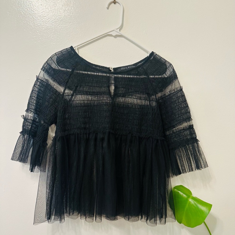 haute monde black sheer top